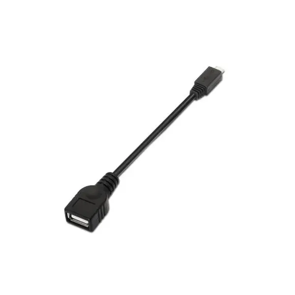 Cable USB 2.0 Aisens A101-0031/ MicroUSB Macho - USB Hembra/ 15cm/ Negro
