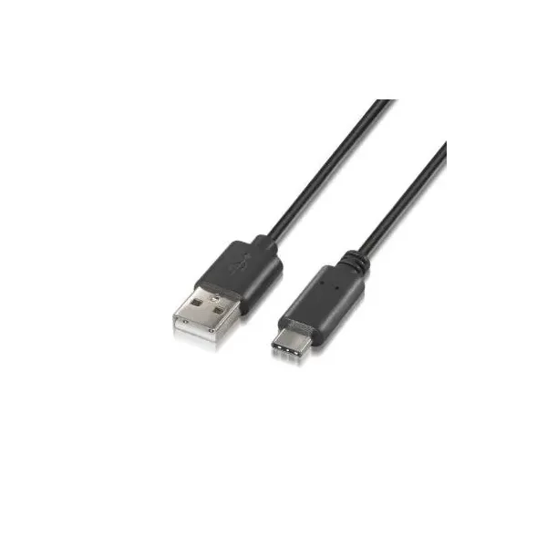 Cable USB 2.0 Tipo-C Aisens A107-0052/ USB Tipo-C Macho - USB Macho/ 2m/ Negro