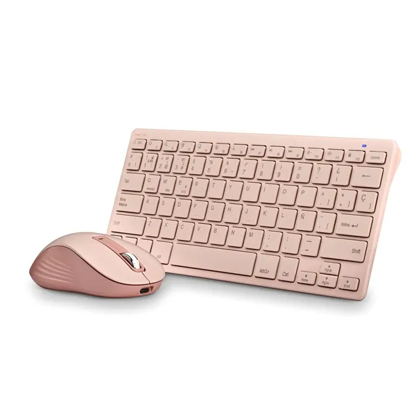 NGS Fantasy Pink -KIT Recargable Bluetooth Teclado reducido silencioso y Mouse 5 botones Rosa