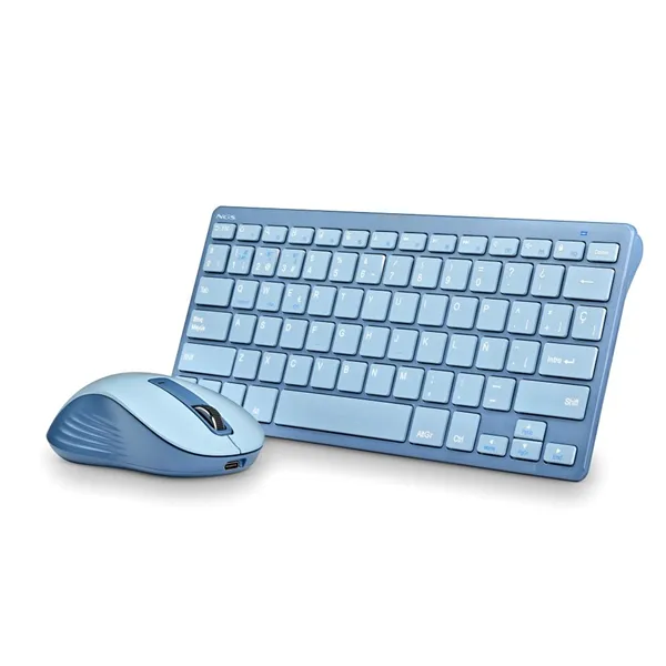 NGS Fantasy Blue -KIT Recargable Bluetooth Teclado reducido silencioso y Mouse 5 botones Azul