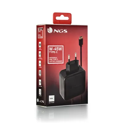 Cargador de Portátil NGS W-45W USB Tipo-C/ 45W/ Automático/