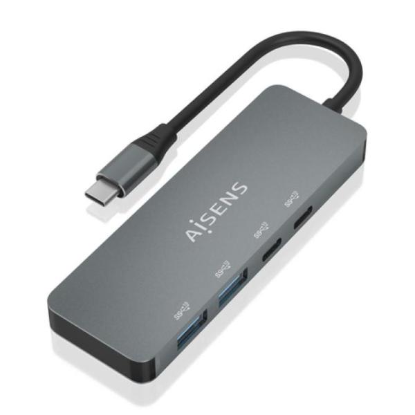 Hub USB Tipo-C Aisens A109-0694/ 2xUSB/ 2xUSB Tipo-C/ Gris