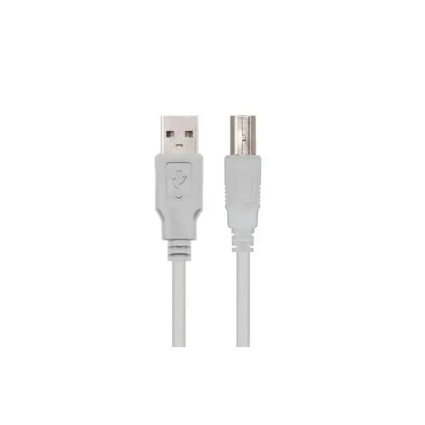 Cable USB 2.0 Impresora Nanocable 10.01.0102/ USB Tipo-B Macho - USB Macho/ 1m/ Beige