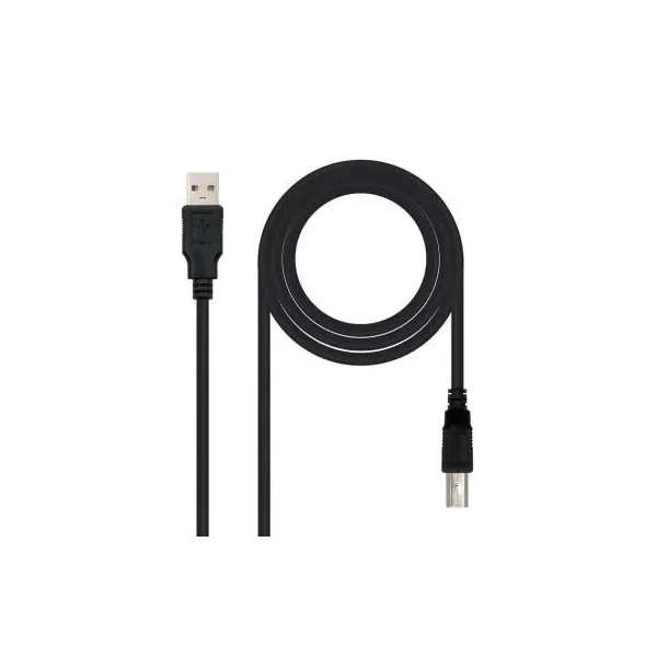 Cable USB 2.0 Impresora Nanocable 10.01.0104-BK/ USB Tipo-B Macho - USB Macho/ 3m/ Negro