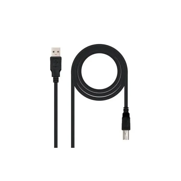 Cable USB 2.0 Impresora Nanocable 10.01.0105-BK/ USB Tipo-B Macho - USB Macho/ 4.5m/ Negro