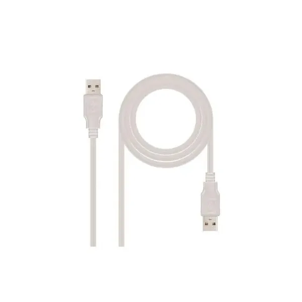 Cable USB 2.0 Nanocable 10.01.0302/ USB Macho - USB Macho/ 1m/ Beige