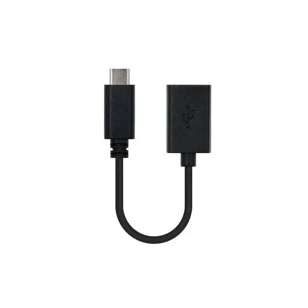 Cable USB 2.0 Nanocable 10.01.2400/ USB Tipo-C Macho - USB Hembra/ 15cm/ Negro