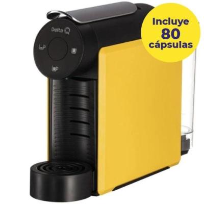 Cafetera de Cápsulas Delta Mini Qool/ Amarilla + 80 cápsulas