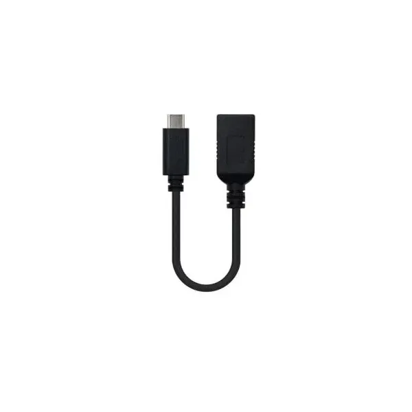 Cable USB 3.1 Nanocable 10.01.4201/ USB Tipo-C Macho - USB Hembra/ 15cm/ Negro