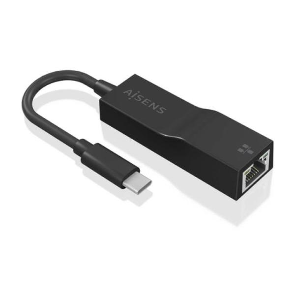 Adaptador USB 3.1 Aisens A106-0765/ USB-C Macho - RJ45 Hembra/ 11cm/ Negro