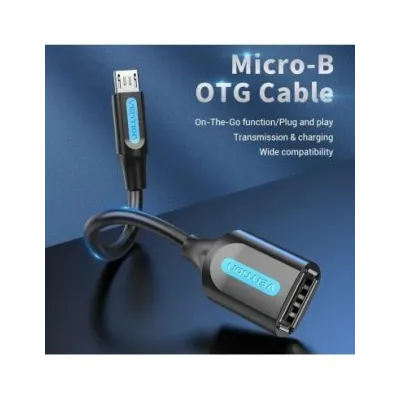 Cable USB 2.0 Vention CCUBB/ MicroUSB Macho - USB Hembra/ 15cm/