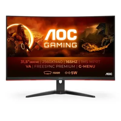 Monitor Gaming Curvo AOC CQ32G2SE/BK 31.5'/ QHD/ 1ms/ 165Hz/