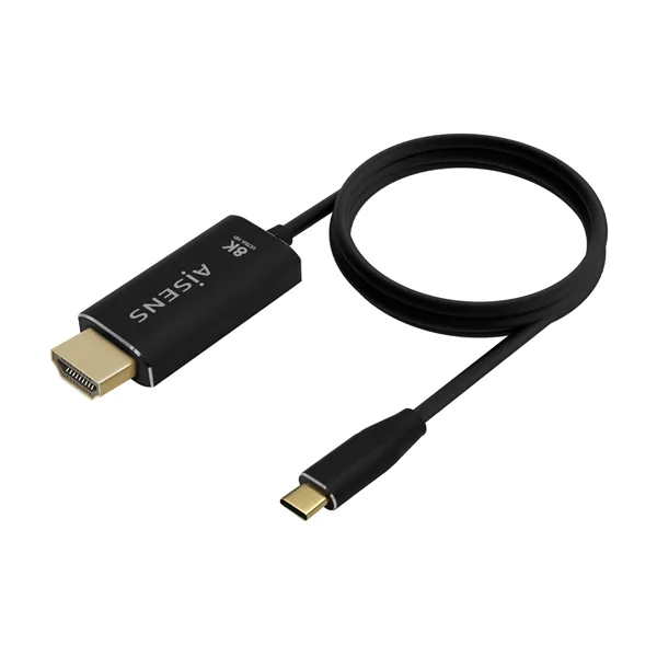 Cable Conversor Aisens A109-0711/ USB Tipo-C Macho/ HDMI 8K Macho/ Hasta 27W/ 6000Mbps/ 1m/ Negro