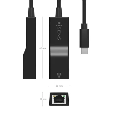 Adaptador USB 3.1 Aisens A106-0765/ USB-C Macho - RJ45 Hembra/