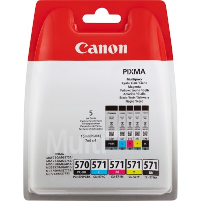 Cartucho de Tinta Original Canon PGI-570BK + CLI-571Multipack/