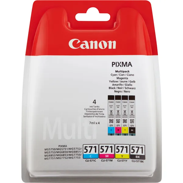 Cartucho de Tinta Original Canon CLI-571 Multipack/ Cian/ Magenta/ Amarillo/ Negro