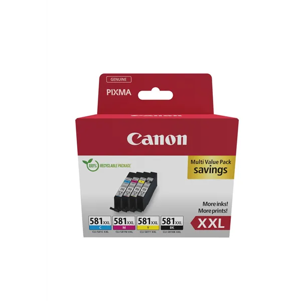 Cartucho de Tinta Original Canon CLI-581XXL Multipack Alta Capacidad/ Cian/ Magenta/ Amarillo/ Negro