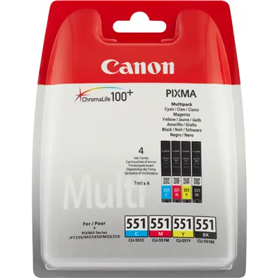 Cartucho de Tinta Original Canon CLI-551 Multipack/ Cian/