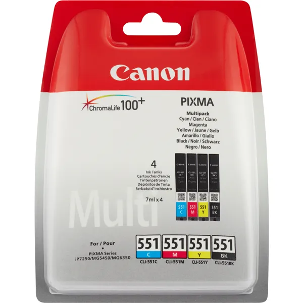 Cartucho de Tinta Original Canon CLI-551 Multipack/ Cian/ Magenta/ Amarillo/ Negro