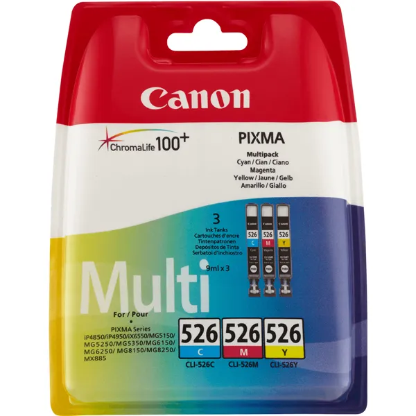 Cartucho de Tinta Original Canon CLI-526 Multipack/ Cian/ Magenta/ Amarillo