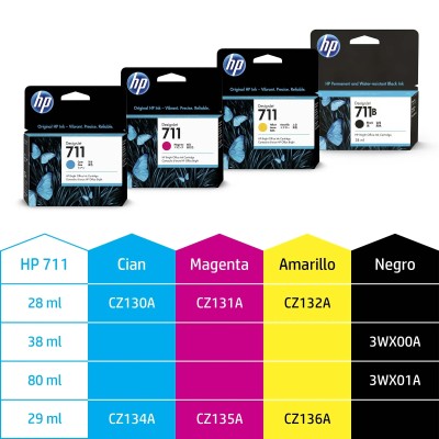 HP 711 Amarillo CZ132A - Cartucho de Tinta Original