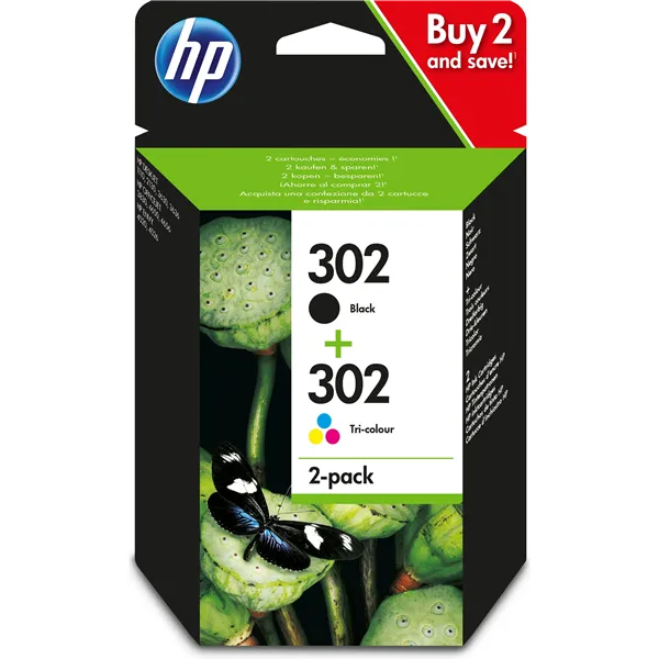 HP 302 Multipack Negro y Tricolor X4D37AE - Cartuchos de Tinta Originales