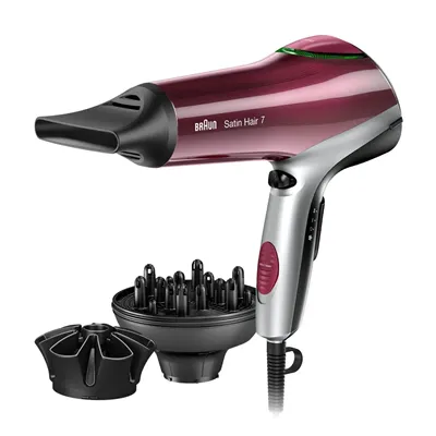 Secador Braun Satin Hair 7 HD770E/ 2200W/ Iónico/ Rojo y Plata