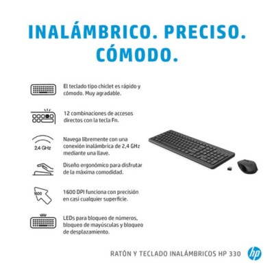 HP 330 KIT Teclado y Ratón Inalámbrico, Negro