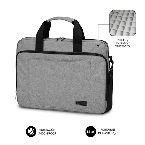 Maletín Subblim Air Padding Laptop Bag para Portátiles hasta 15.6'/ Cinta para Trolley/ Gris