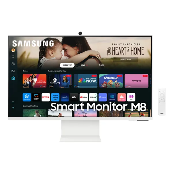 Samsung M8 Smart Monitor S32DM801UU 32'Monitor y TV 4K, Webcam,Wifi,Smart TV, Altura Reg. Blanco