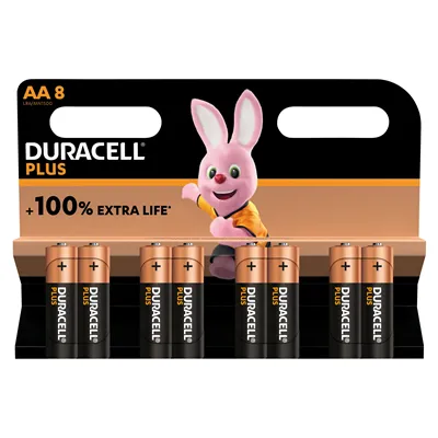 Pack de 8 Pilas AA Duracell Plus Extra Life LR6-MN1500AA8/