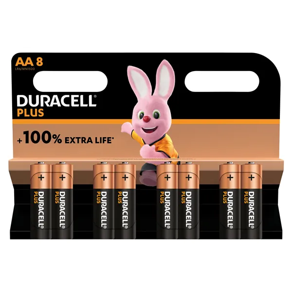 Pack de 8 Pilas AA Duracell Plus Extra Life LR6-MN1500AA8/ 1.5V/ Alcalinas