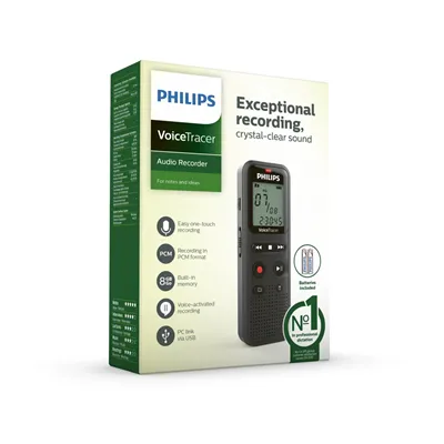 Grabadora de Voz Philips VoiceTracer DVT1160/ 8kHz/ Negro