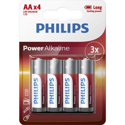 Pack de 4 Pilas AA Philips LR6P4B/10/ 1.5V/ Alcalina