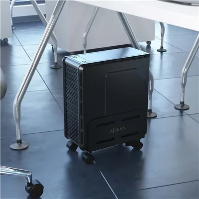 AISENS Soporte Metálico Ajustable de Suelo para CPU, Negro