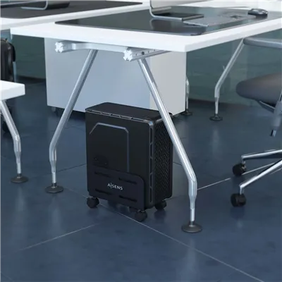 AISENS Soporte Metálico Ajustable de Suelo para CPU, Negro