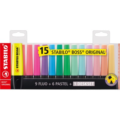 Peana de Marcadores Fluorescentes Stabilo Boss Original/ 15