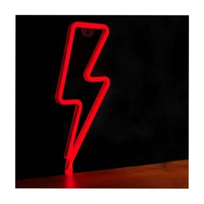 Luz Neon Forever Light Neon LED Bolt Red/ Funciona a Pilas y USB