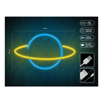 Luz Neon Forever Light Neon LED Saturn Yellow Blue/ Funciona a