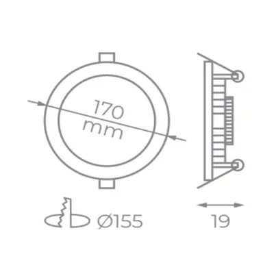 Downlight Iglux LS-102113-FB V2/ Circular/ Ø170 x 19mm/