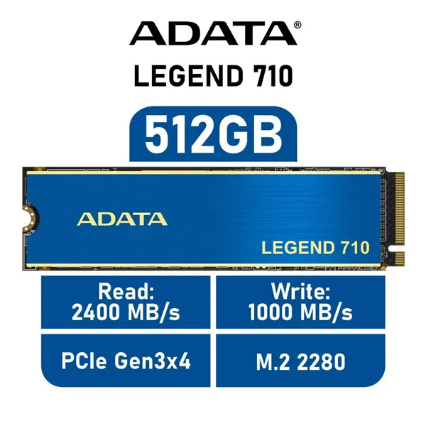 ADATA LEGEND 710 SSD 512GB NVMe a 2400MB/s PCIe 3.0 M.2 2280