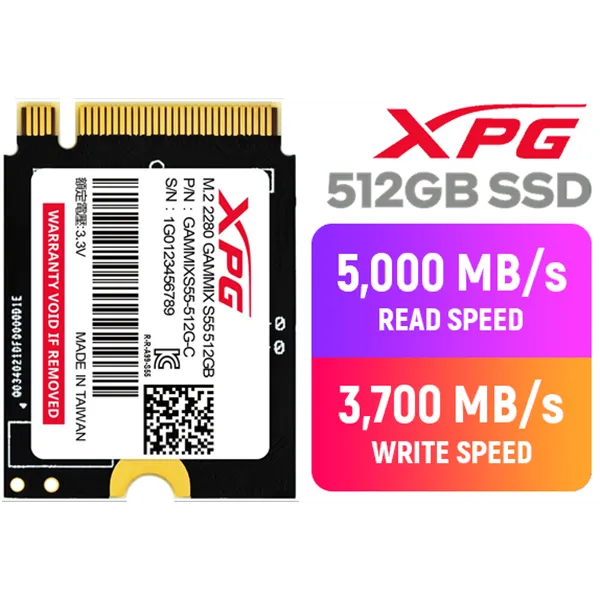 ADATA XPG GAMMIX S55 SSD 512GB NVMe a 5000MB/s PCIe 4.0 M.2 2230