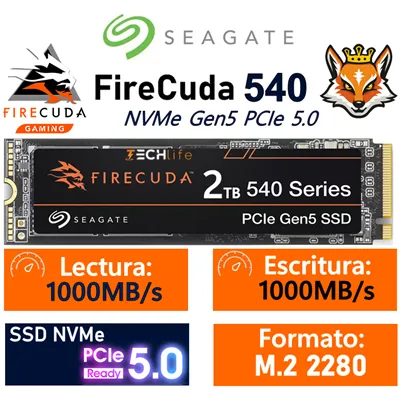 Seagate FireCuda 540 SSD 2TB a 10000MB/s NVMe 2.0 PCIe 5.0 x4