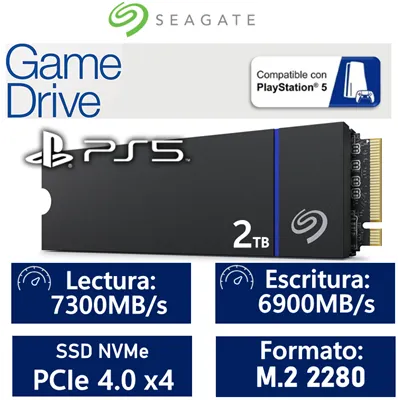 Seagate Game Drive PS5 SSD 2TB a 7300MB/s con disipador M.2