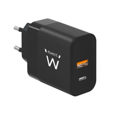 Ewent EW1327 Cargador Rápido GaN de 2 puertos (USB-C y USB-A)