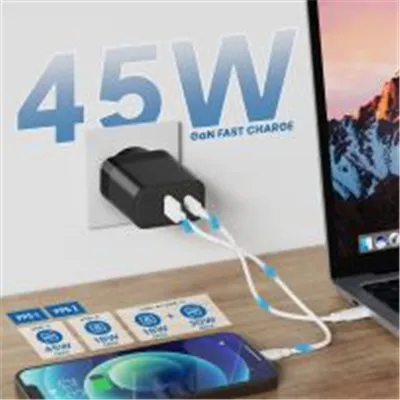 Ewent EW1327 Cargador Rápido GaN de 2 puertos (USB-C y USB-A)