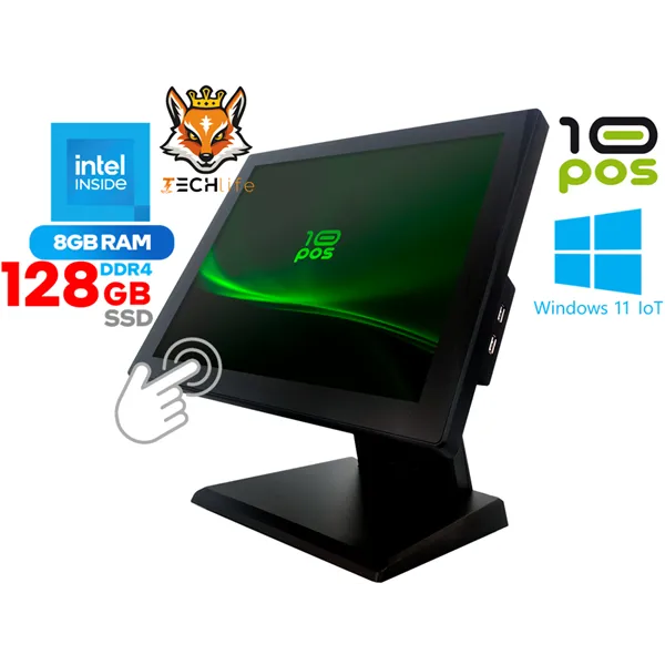 10Pos 10T-15 TPV Comercio 15" Táctil Intel J4125 8GB 128GB SSD Wifi, Windows 10/11