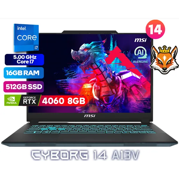 MSI Cyborg 14 A13VF-039XES Intel Core i7-13620H 16GB 512GB RTX4060 8GB  144Hz 14" FreeDOS