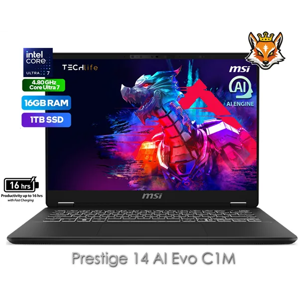 MSI Prestige 14 AI EVO C1MG-023ES Intel Core ultra 7-155H 16GB 1TB 144Hz 14"W11Pro