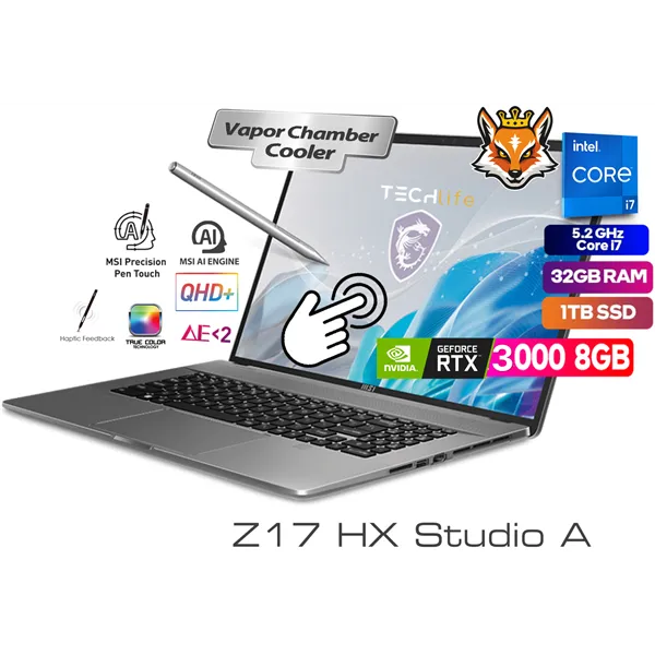 MSI CreatorPro Z17 HX Studio A13VKT-211ES Core i9-13980HX 64GB 2TB SSD RTX 3000 ADA 17" Táctil